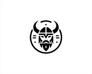 Viking Head Logo Design Vector Template. Human Viking Logo Design Icon Symbol Vector Illustration.