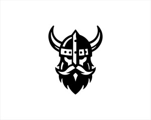 Viking Head Logo Design Vector Template. Human Viking Logo Design Icon Symbol Vector Illustration.