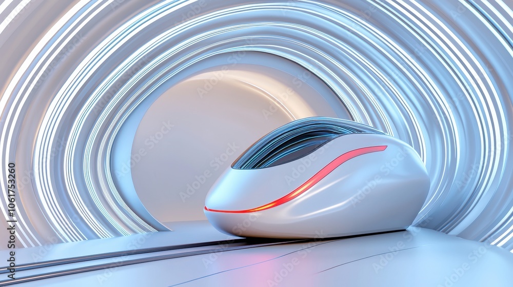 Poster futuristic high-speed train in dynamic tunnel setting