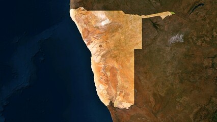 4K Namibia Territory Map in Africa, High Resolution Satellite View, Widescreen 4K Resolution © Rendix Alextian