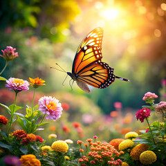 imagine butterfly flying in the garden