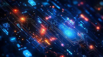 Obraz premium Explore the vibrant world of digital technology visualization