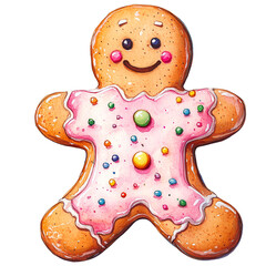 Festive Gingerbread Figures with Holiday Decorations, Adorable gingerbread characters with festive bows, holly accents, and Christmas decorations, perfect for holiday designs, greeting cards