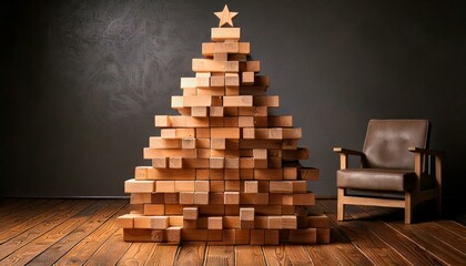 The wooden block tree is warm.