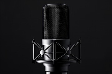 Professional condenser microphone on a black background