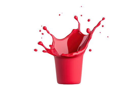 Vibrant Red Splash from a Cup Over White Background