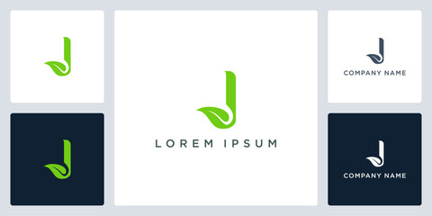 green Leaf letter J logo and icon editable