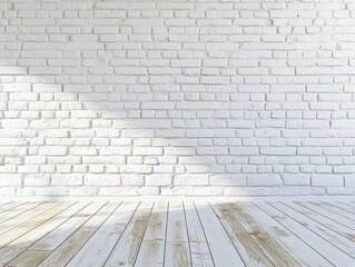 Fototapeta premium White Brick Wall Room.