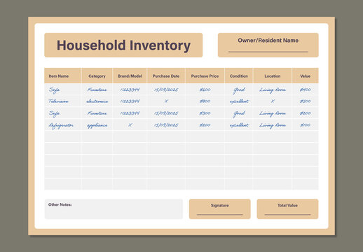 Household Inventory Planner Template