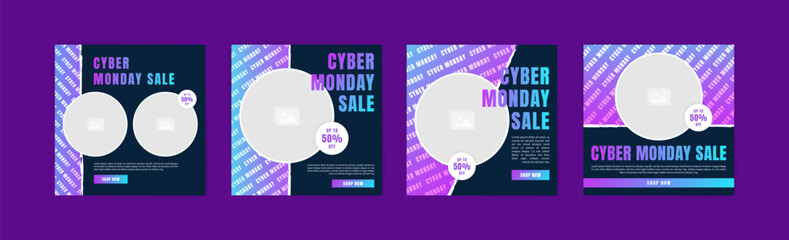 Cyber ​​Monday sale promotion banner. Social media post template for Cyber ​​Monday sale promotion.