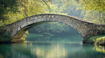 Fototapeta premium Elegant stone bridge over a tranquil body of water background