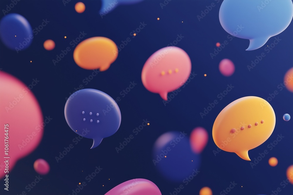 Poster a collection of floating speech bubbles, indicating communication and conversation