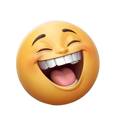 laughing emoji, 3D face expression, transparent background