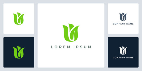 Leaf letter W logo and icon editable