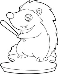 Hedgehog Baseball Baseball bat Animal Vector Graphic Art Illustration