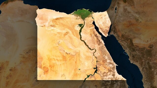4K Egypt Territory Map in Asia and Africa, High Resolution Satellite View, Widescreen 4K Resolution