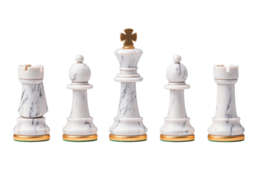 Elegant Marble Chess Pieces with Gold Accents