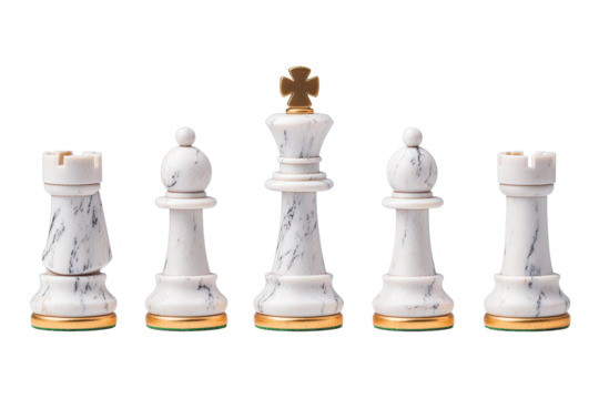 Elegant Marble Chess Pieces with Gold Accents