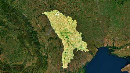 4K Moldova Territory Map in Europe, High Resolution Satellite View, Widescreen 4K Resolution