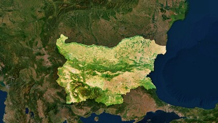 4K Bulgaria Territory Map in Europe, High Resolution Satellite View, Widescreen 4K Resolution