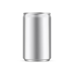 Small Metallic Can For Energy Drink Or Soda, Isolated On White Background. Vector Illustration