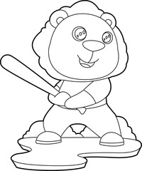 Lion Baseball Baseball bat Animal Vector Graphic Art Illustration