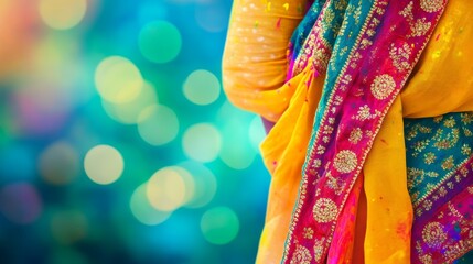 Fototapeta premium Holi traditional clothing vibrant colorful background
