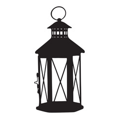 Vintage Hanging Lantern Silhouette vector illustration.