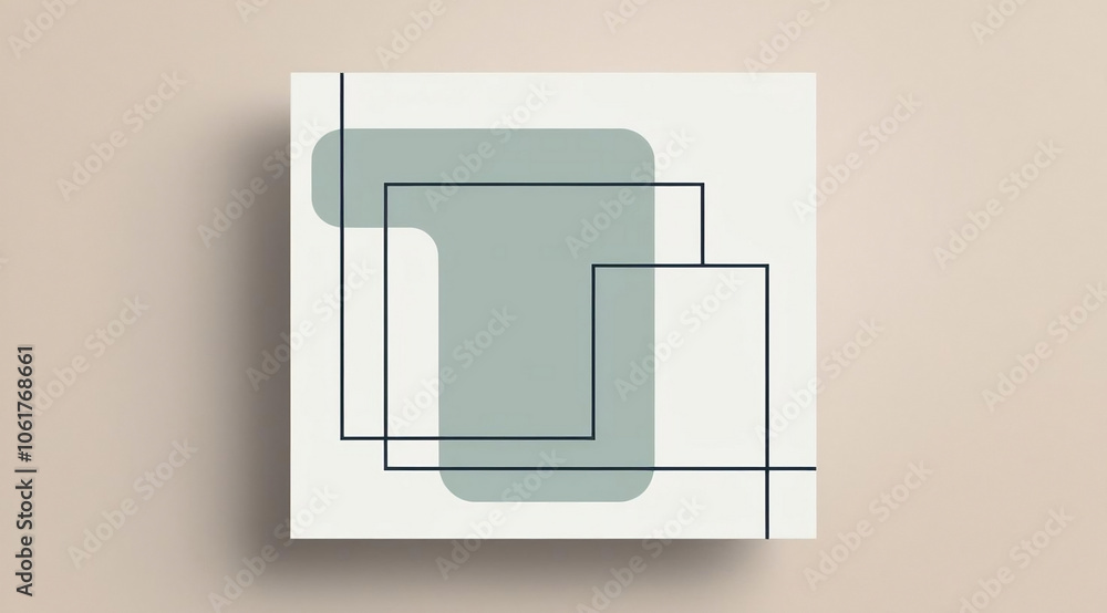 Poster a minimalist artwork featuring geometric shapes and a calming color palette, emphasizing modern desi