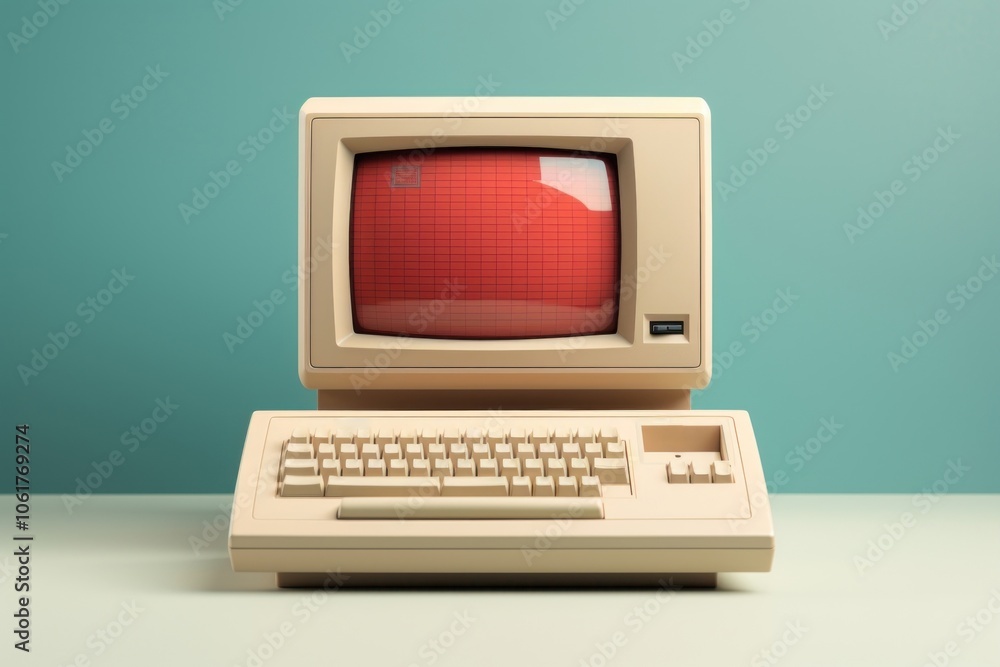 Poster retro computer electronics television.