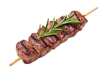 Grilled Meat Skewers with Herb Garnish