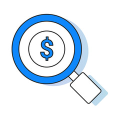 Hidden Cost Icon – A Magnifying Glass Focusing on a Dollar Sign, Suggesting Discovery of Concealed Expenses