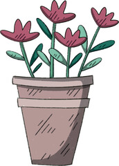 valentine's day hand drawn buket with flowers. 14 february decor element 