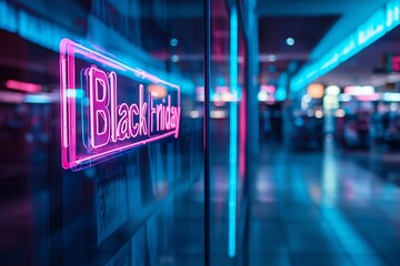 Neon Black Friday sign with blue and pink lights