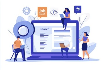 Fototapeta premium Online job search on modish website for worker to search for job opportunities on the recruitment internet network