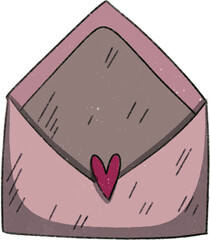valentine's day hand drawn love envelope. 14 february decor element 