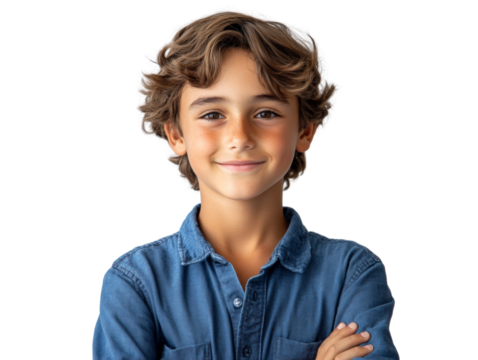 Confident Boy with Arms Crossed isolated PNG