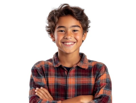 Confident Boy with Arms Crossed isolated PNG