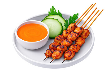 Delicious Grilled Skewers with Sauce and Vegetables