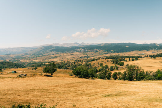 Bastiments peak seen from Coll de la Marrana mountain pass in summer