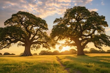 Obraz premium Oak trees landscape outdoors nature.