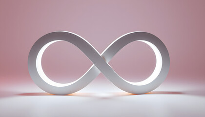 Infinity love concept, 3D rendering isolated with white highlights, png