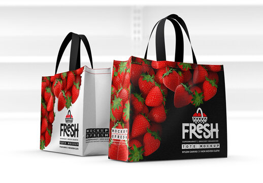 Short Handle Eco Shopping Bag Pair Mockup
