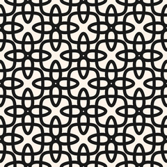 Naklejka premium Vector geometric seamless pattern with medieval motifs. Abstract ornament texture in gothic style. Simple background with cross shapes, floral silhouettes, lattice, grid. Repeat monochrome design