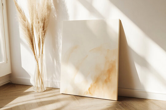 Artistic canvas in minimalist interior wall art