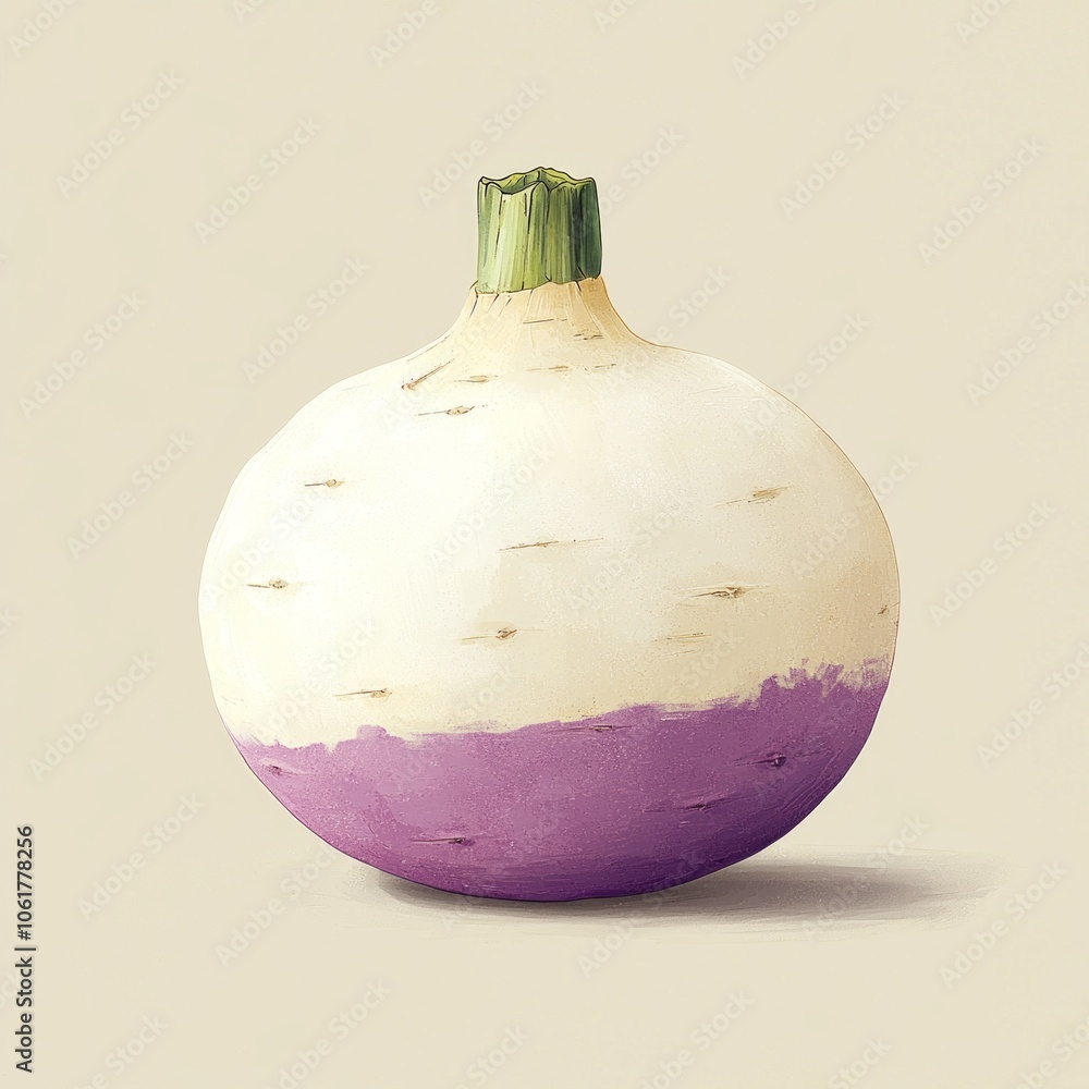 Aufkleber illustration features rutabaga depicted minimalist style emphasizing its shape soft lines and color 