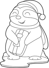 Sloth Christmas Santa hat Animal Vector Graphic Art Illustration