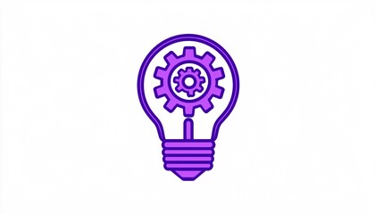 Bright Innovation Concept - Lightbulb with Gears Icon in Clean Style