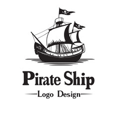 logo illustration of a pirate ship, the screen expands with a skull in vintage style