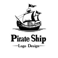 logo illustration of a pirate ship, the screen expands with a skull in vintage style